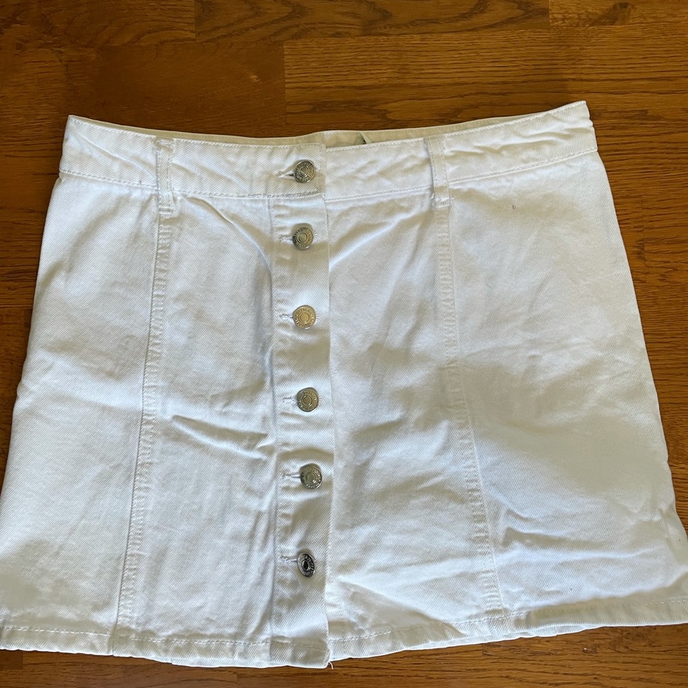 White denim mini skirt